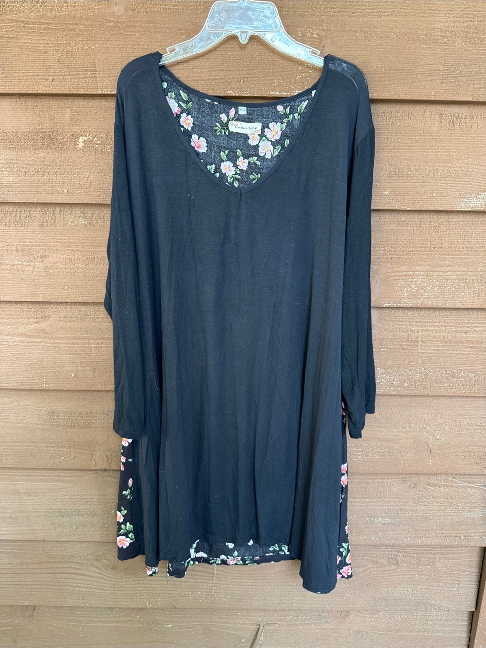Southern Stitch Black Floral-Trim Long Sleeve Dress size XXXL